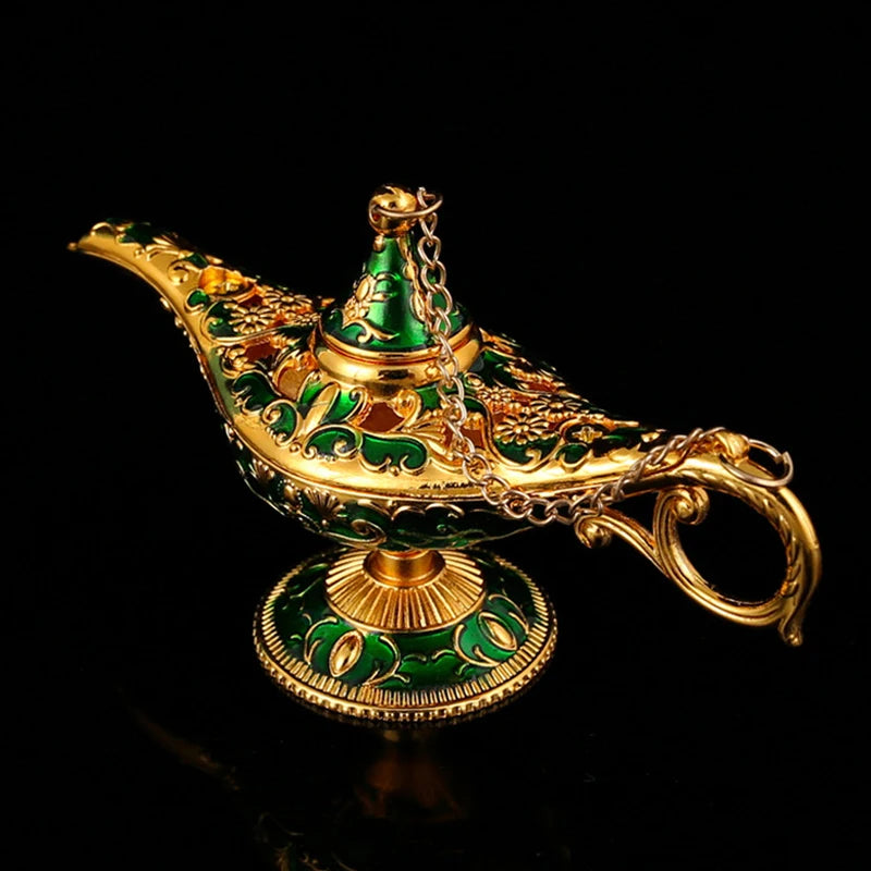 Lampe d’Aladdin Décorative – Mini Ornement en Métal | Rouge / Bleu / Vert