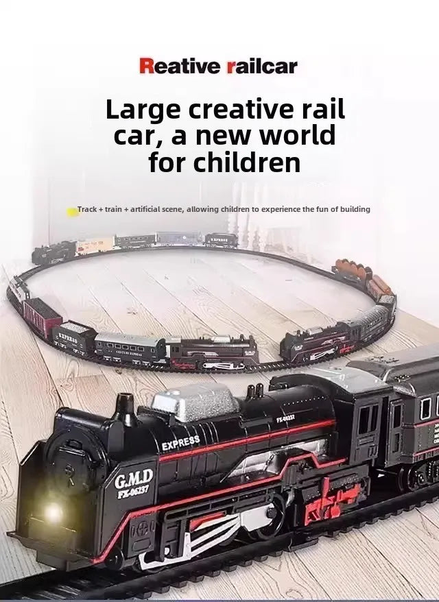 Train Électrique Classique – Pistes Lumineuses & Modèle de Noël (Ensemble Rechargeable)