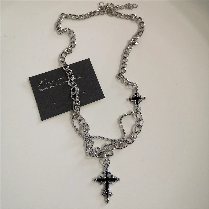 Collier Punk Rock – Cœur & Croix – Unisexe