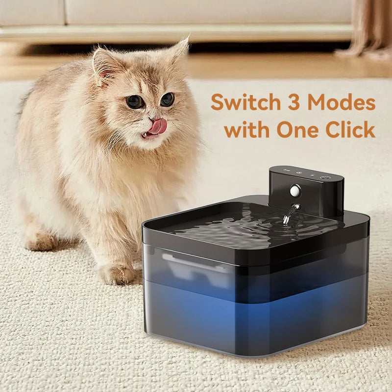 Fontaine à eau sans fil 2600 mAh pour chat et chien — capteur infrarouge
