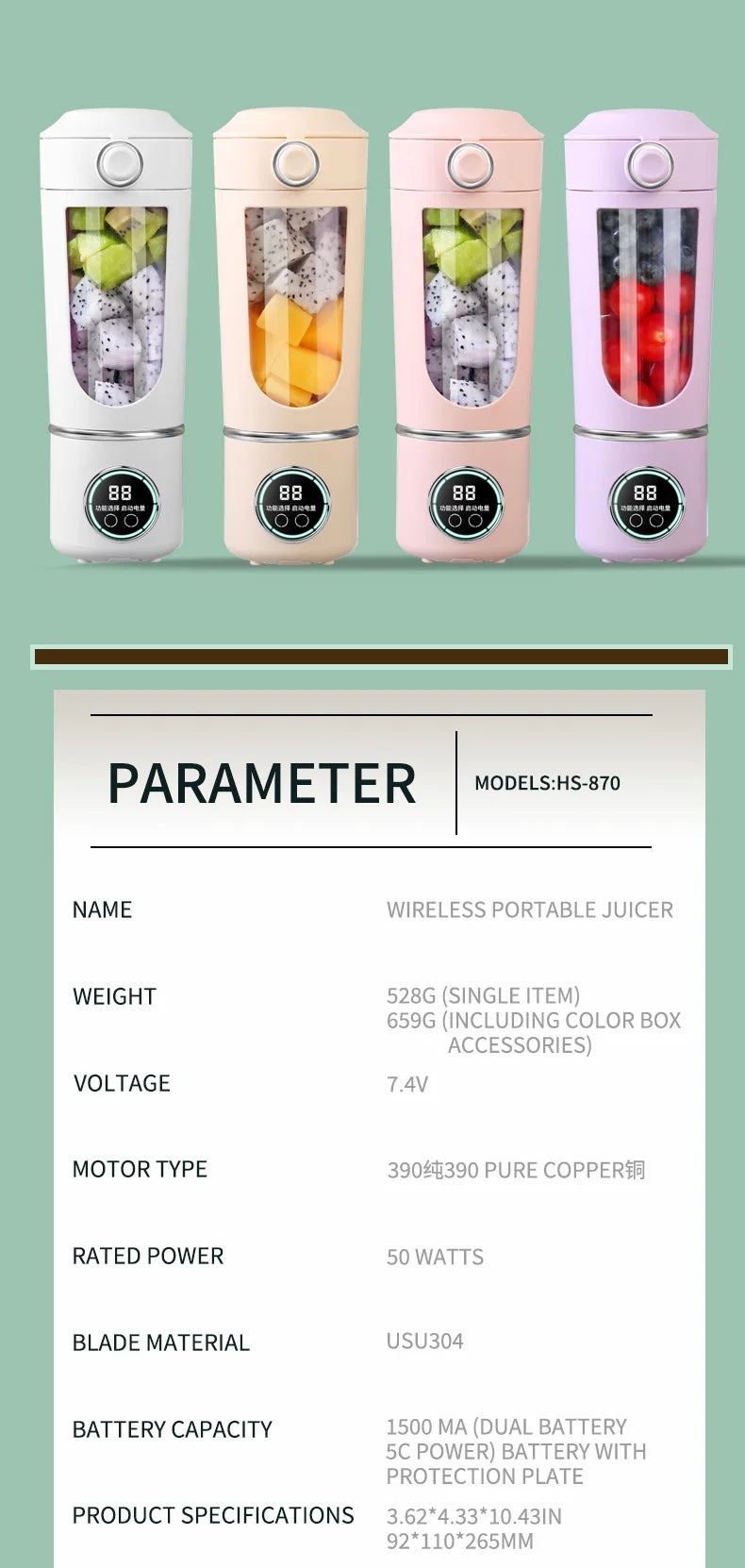 Blender Portable Haute Puissance – 12 Lames & 700 ml (Smoothies / Jus / Shakes)