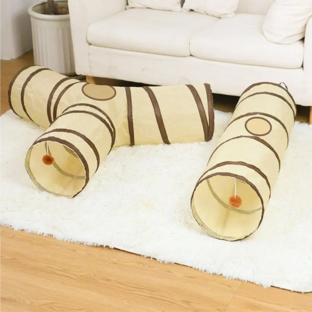 Tunnel de jeu pliable pour chat — structure renforcée, formes modulables