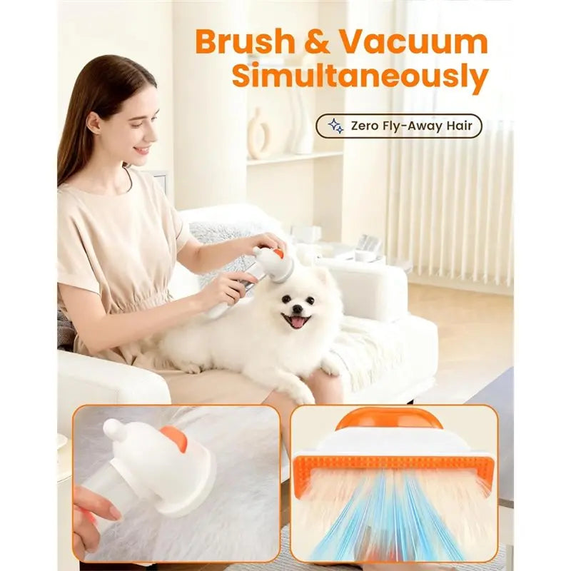 Brosse aspirante auto-nettoyante pour chien — anti-mue et sous-poil