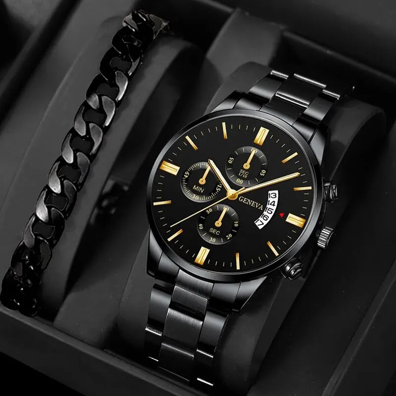 Montre Prestige Homme™ – Montre de Luxe Quartz avec Calendrier