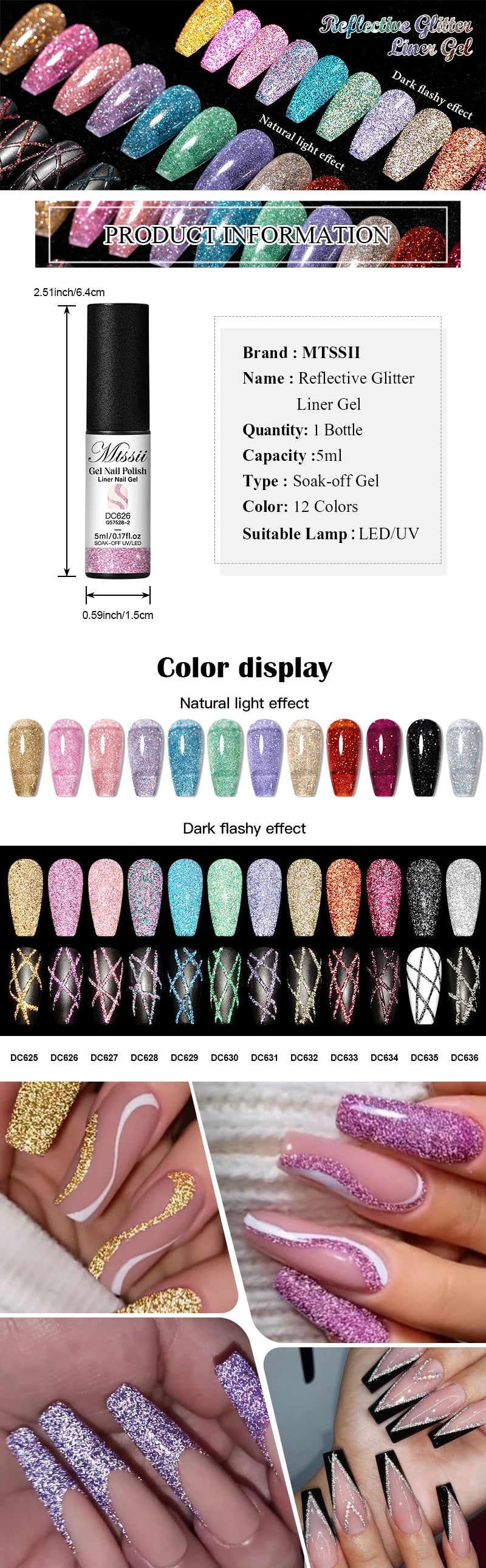 Reflective Glitter Liner Gel ✨ Vernis UV LED 5 ml