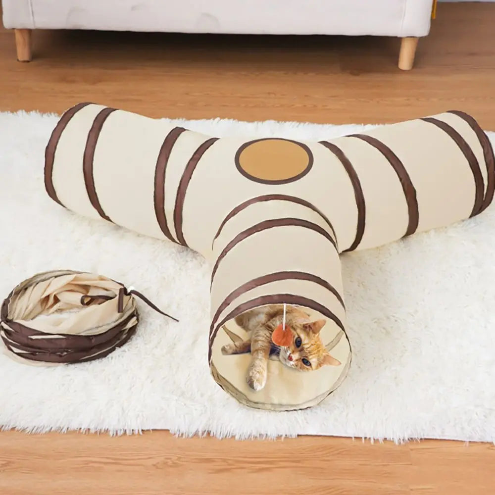Tunnel de jeu pliable pour chat — structure renforcée, formes modulables