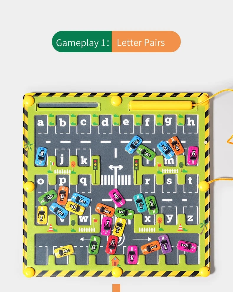 Labyrinthe Magnétique Montessori – Couleurs & Chiffres | Jouet en Bois Motricité Fine (3–5 ans)