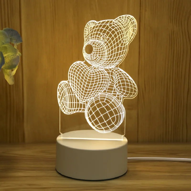 Veilleuse LED 3D Ours – Lumière Nocturne USB Créative & Apaisante