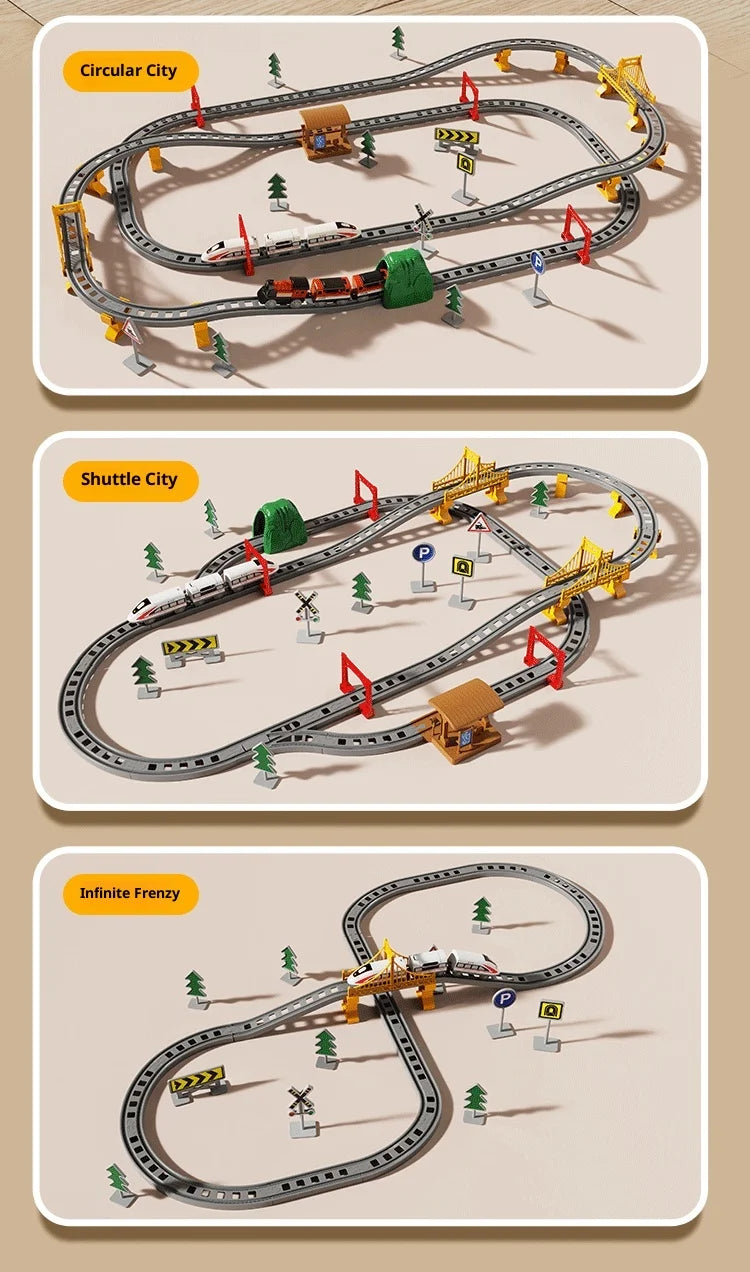 Ensemble de Train Électrique avec Piste – Modèle d’Assemblage & Véhicule à Grande Vitesse (64–119 PCS)