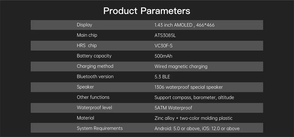 Montre Intelligente Militaire GPS T-Rex 3 Pro – Double Bande, 10 ATM, AMOLED (48 mm)