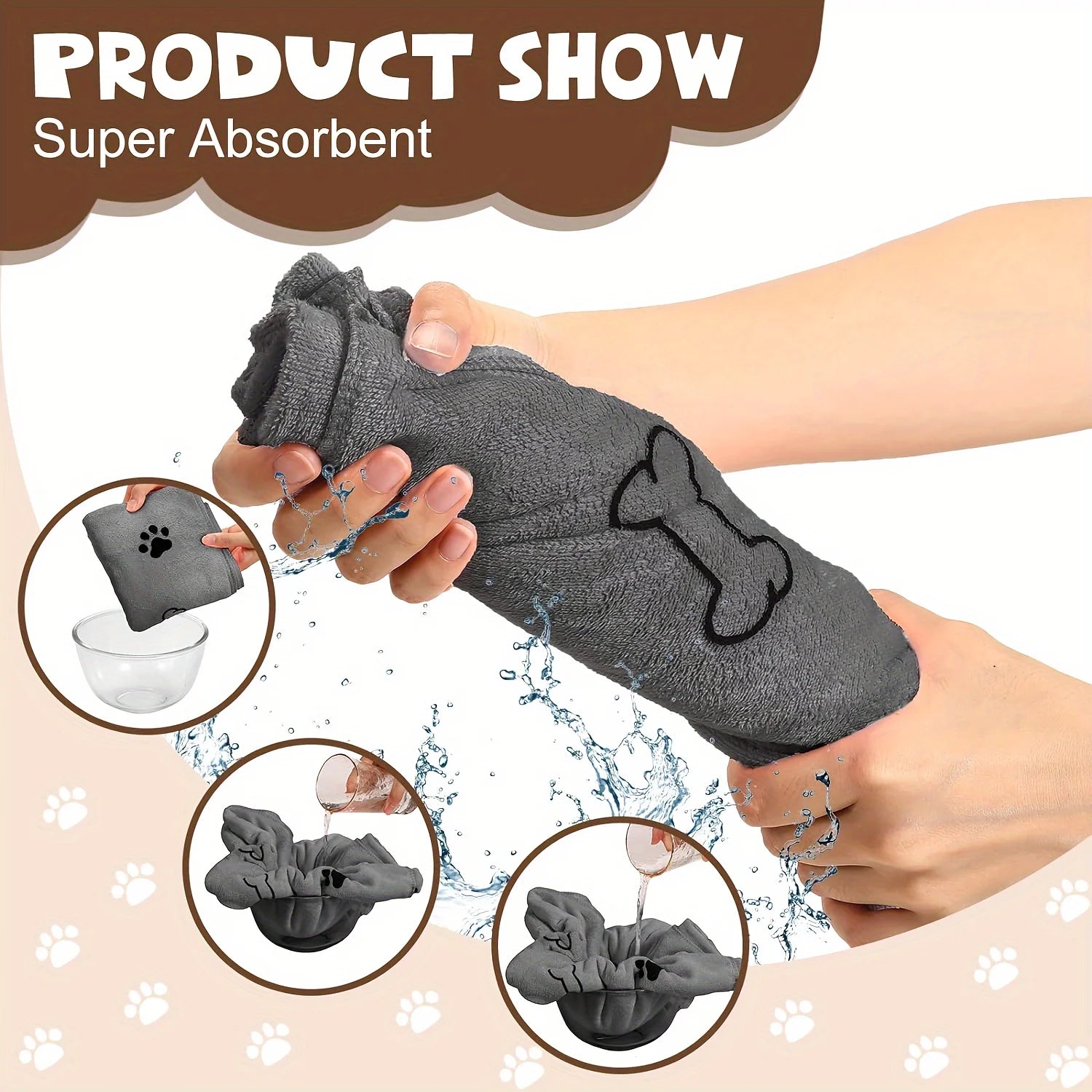 Serviette microfibre absorbante à séchage rapide pour chien