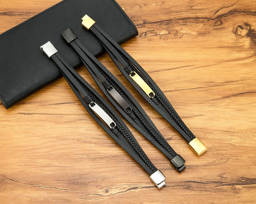 Bracelet Homme Multicouche Cuir & Acier – Style Classique XQNI