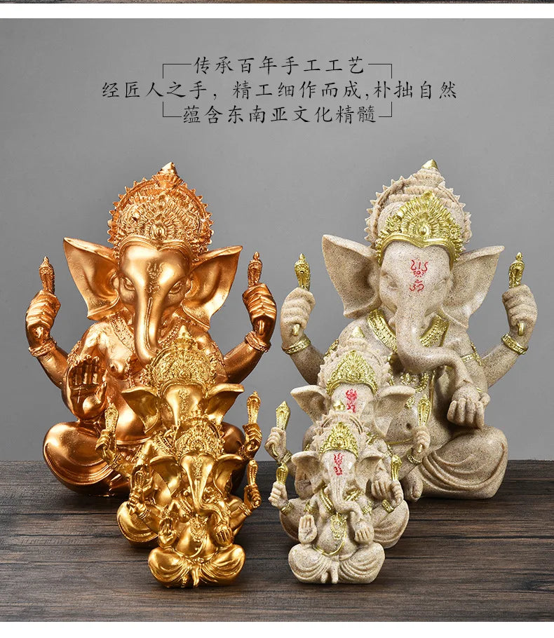 Statue Ganesha Dorée – Décoration Spirituelle & Élégante