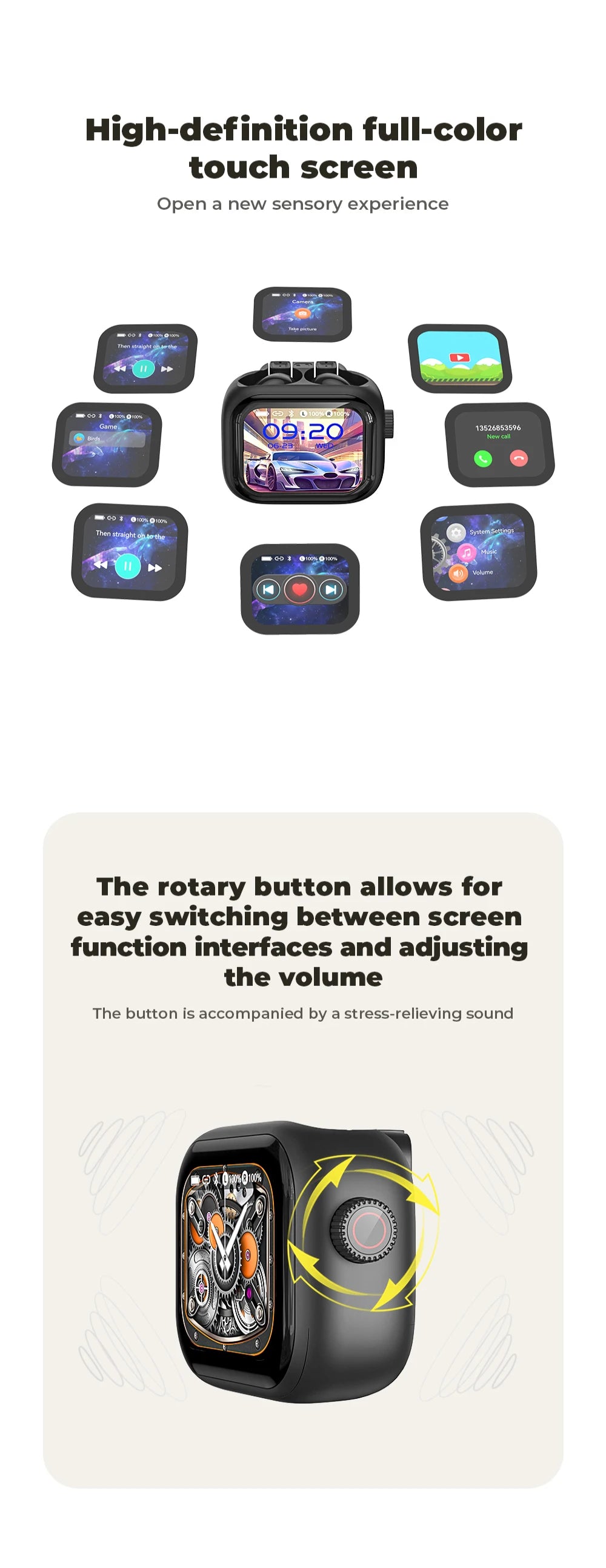 HTC NE40 – Écouteurs Bluetooth TWS AI Traducteur avec Écran HD