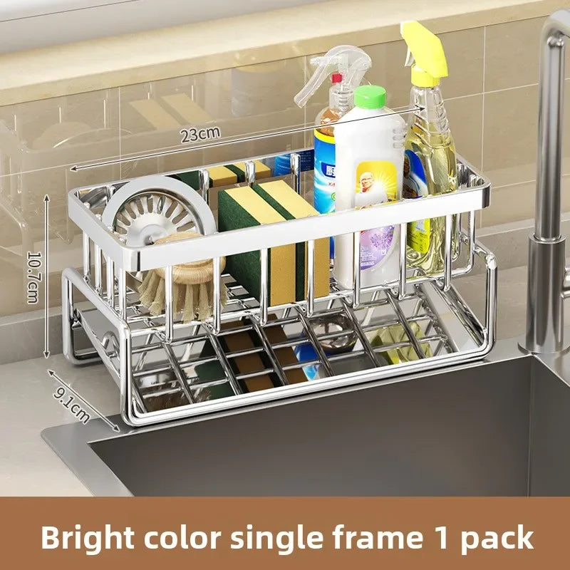 Étagère d’Évier en Acier Inoxydable – Support Torchons & Rangement Cuisine | Sans Perçage