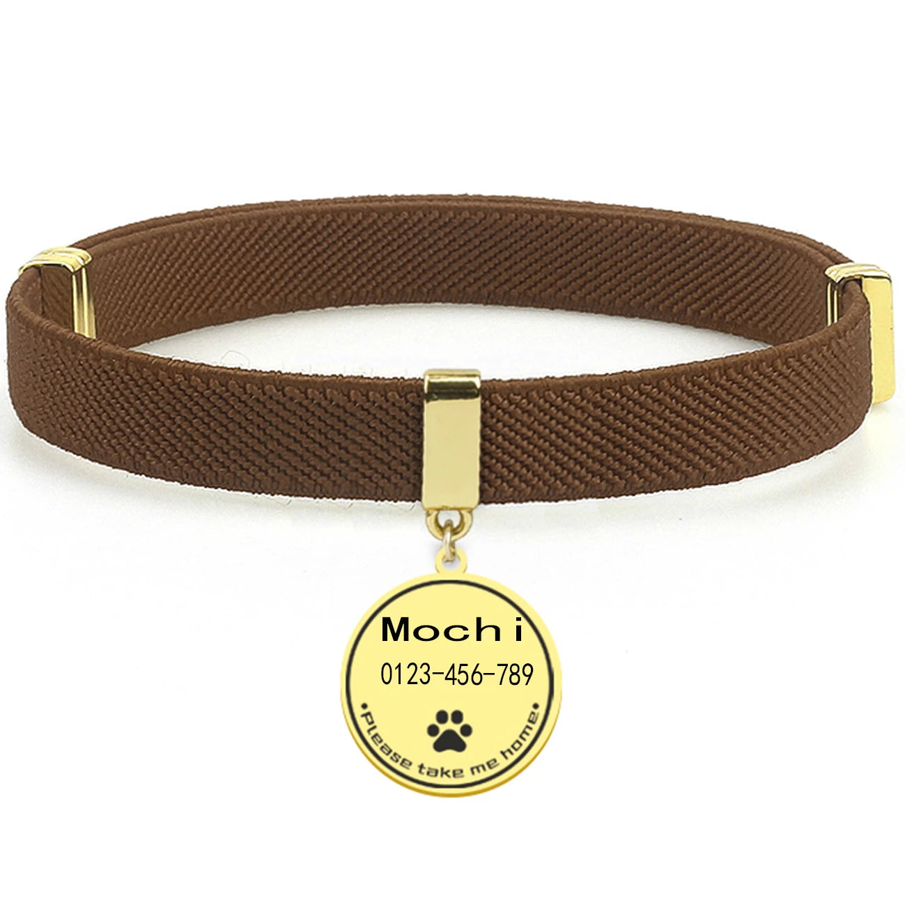 Collier chat personnalisable avec plaque métal gravée — sécurité
