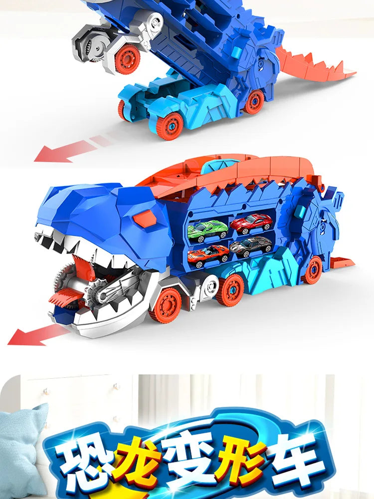 Camion Dinosaure avec Piste Pliable & Mini Voitures – Jouet Enfant 3+