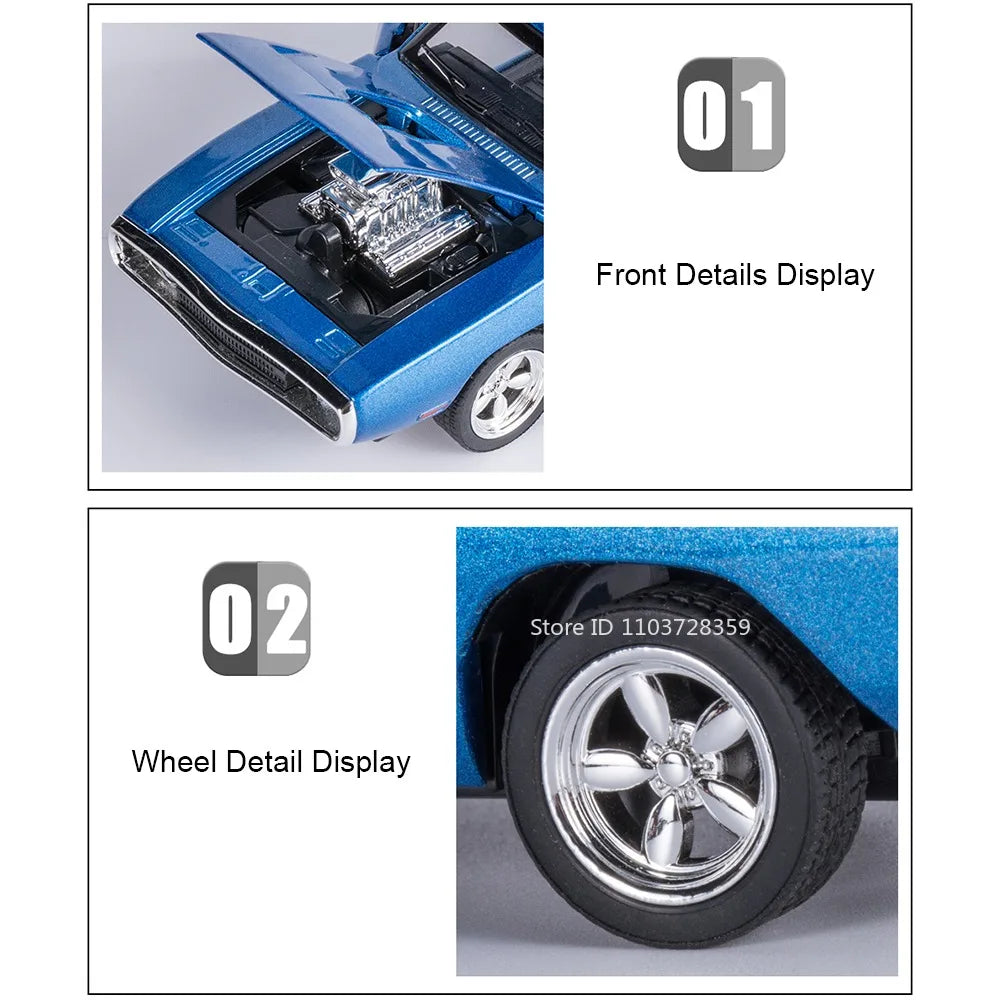 Eldorado Biarritz & Charger 1970 – Voitures Miniatures 1:32 en Alliage | Son & Lumière | Portes Ouvrantes