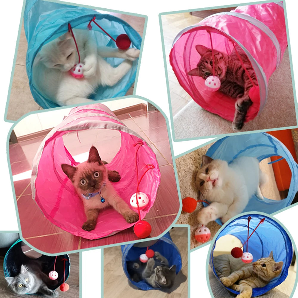 Tunnel de jeu pliable en tissu pour chat