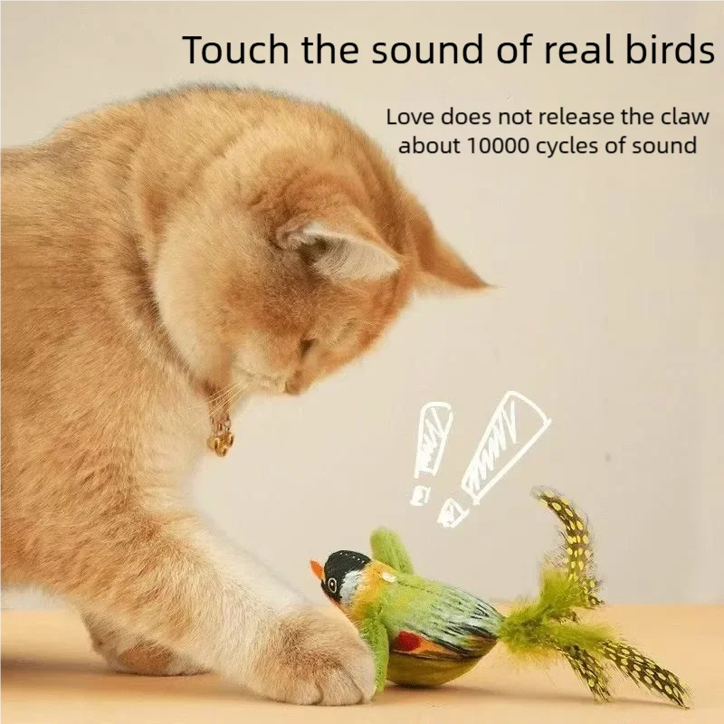 Oiseau interactif couineur pour chat — ailes qui battent