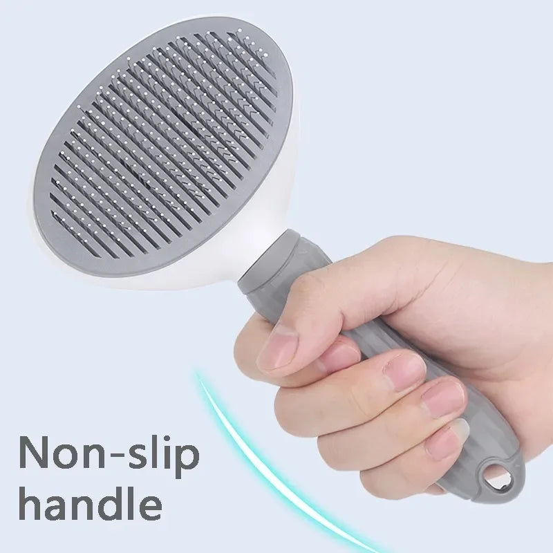 Brosse de toilettage auto-nettoyante pour chien et chat — bouton poussoir