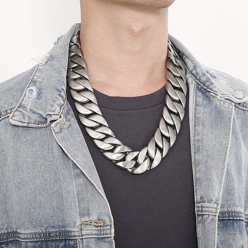 Collier Chaîne Cubaine Large – Acier Inoxydable 316L | Style Punk & Rap (20–31 mm)