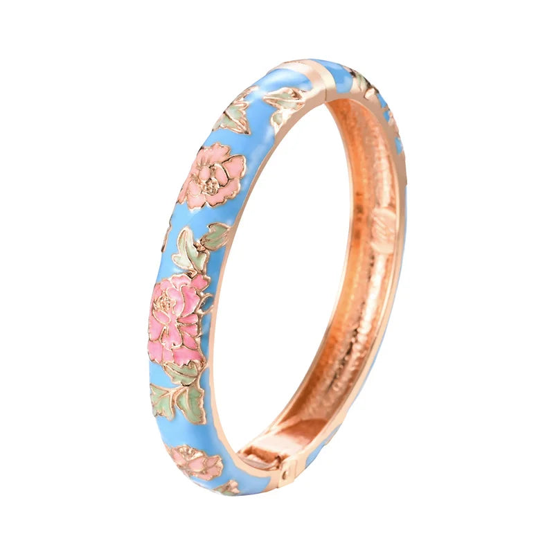 Bracelet Émaillé Fleur – Style Indien & Dubaï – Couleurs Premium