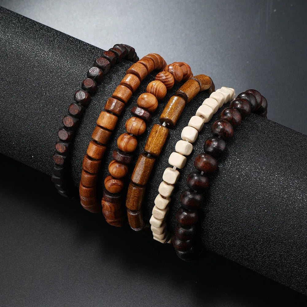 Bracelet Homme Luxe – Set de 4 Bracelets Tressés en Cuir (Style Ethnique Tribal)