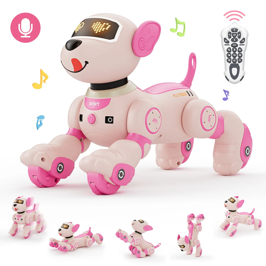 Robot Chien Interactif VATOS – Télécommande 2.4GHz – Commandes Vocales & Tactiles – Jouet Éducatif Enfant