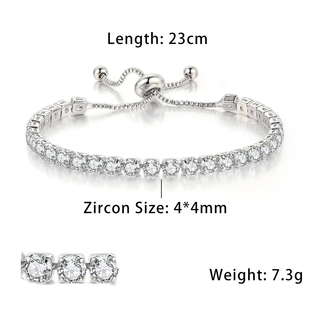 Bracelet Tennis Diamant – Zircone AAA+ Éclat Ultra-Brillant (Plusieurs Tailles)