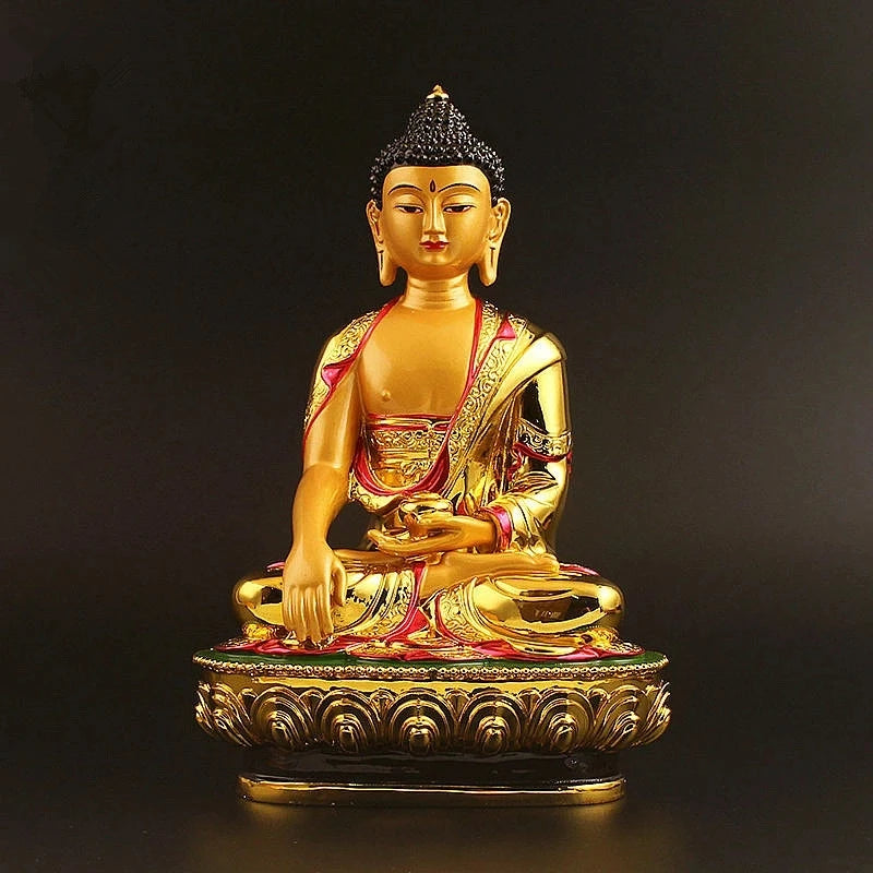 Statue de Bouddha Tibétain Plaqué Or – Grande Figurine 21 cm