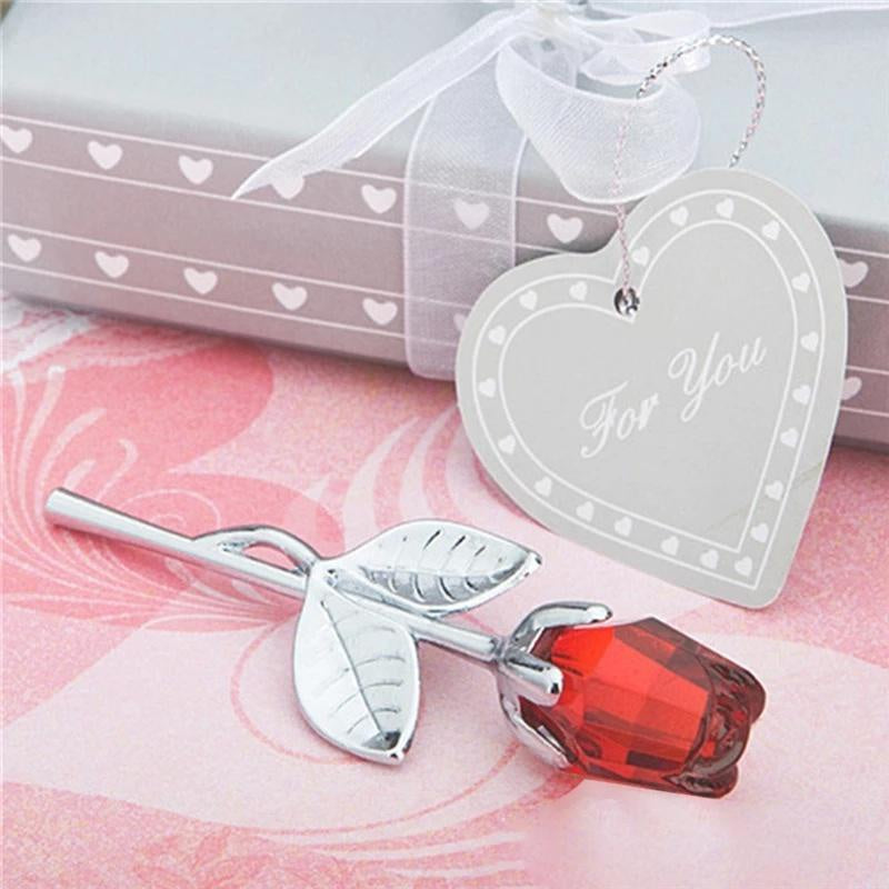 Rose en Cristal – Figurine Décorative Luxe | 6 Couleurs | Cadeau Saint-Valentin & Mariage