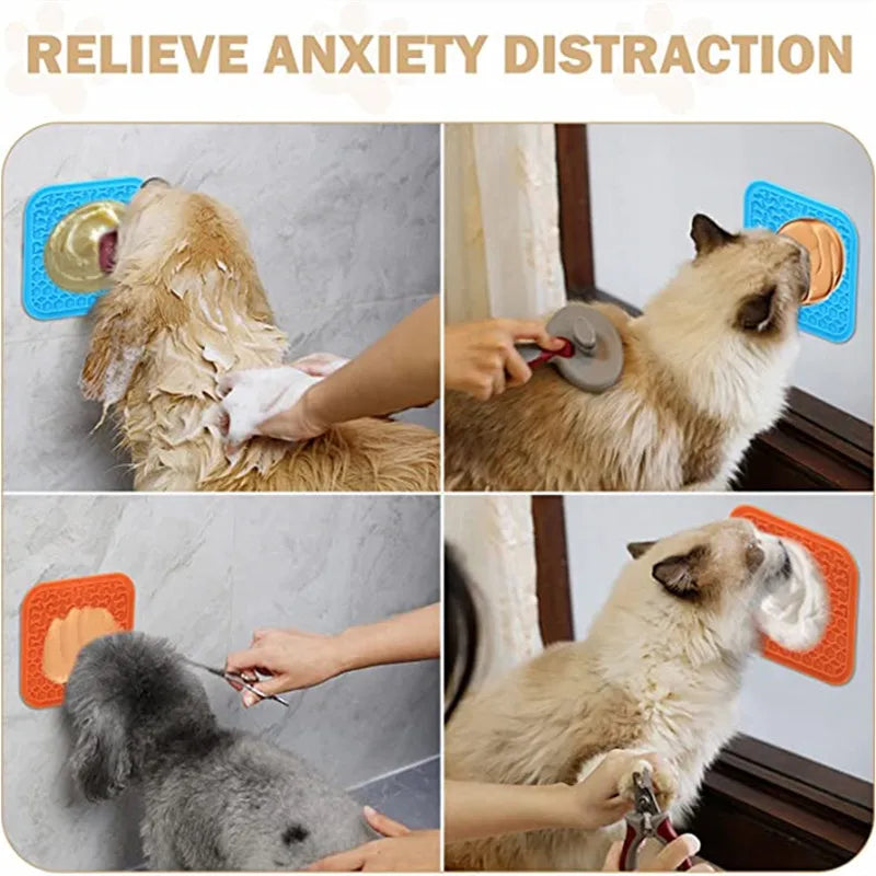 Tapis de léchage avec gamelle anti-glouton pour chien et chat