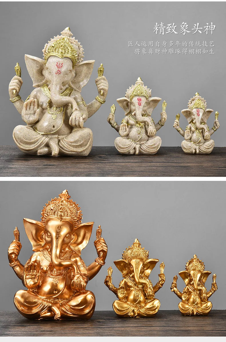Statue Ganesha Dorée – Décoration Spirituelle & Élégante