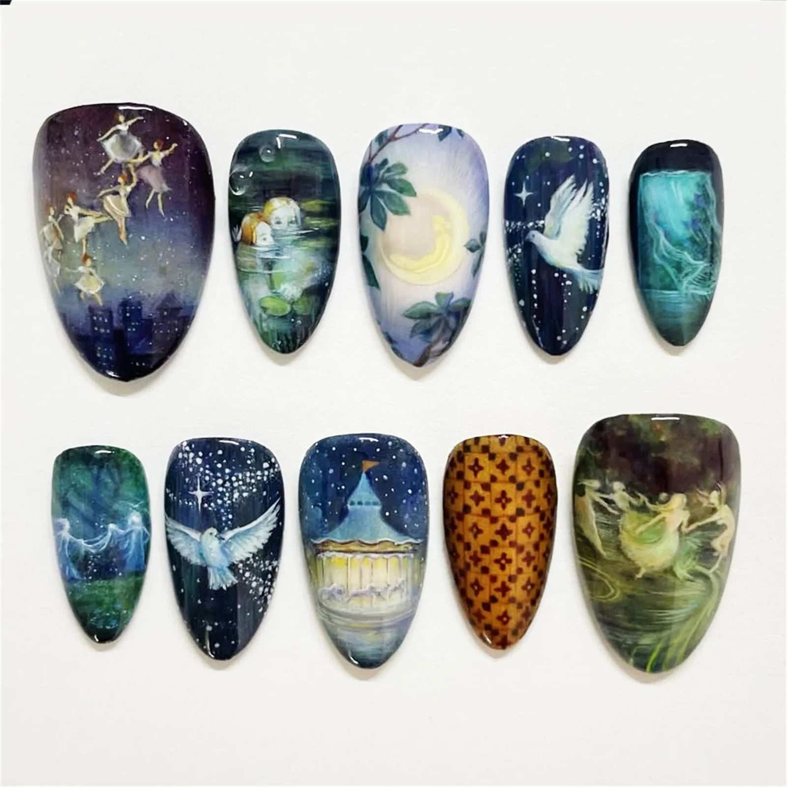 Set de 24 Faux Ongles Fleur Blanche  – Dégradé Pastel Rose & Jaune Chic