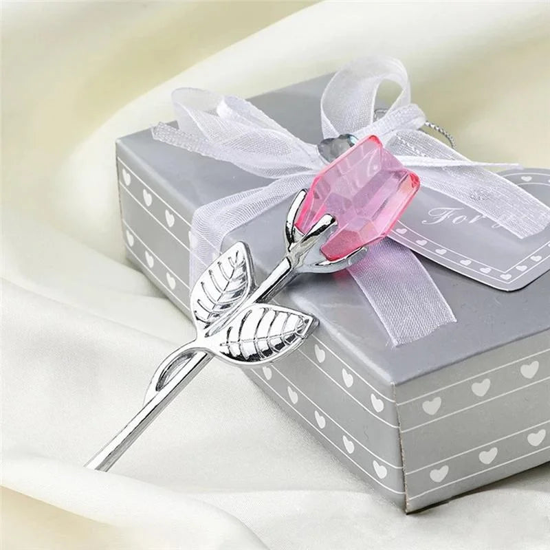 Rose en Cristal – Figurine Décorative Luxe | 6 Couleurs | Cadeau Saint-Valentin & Mariage