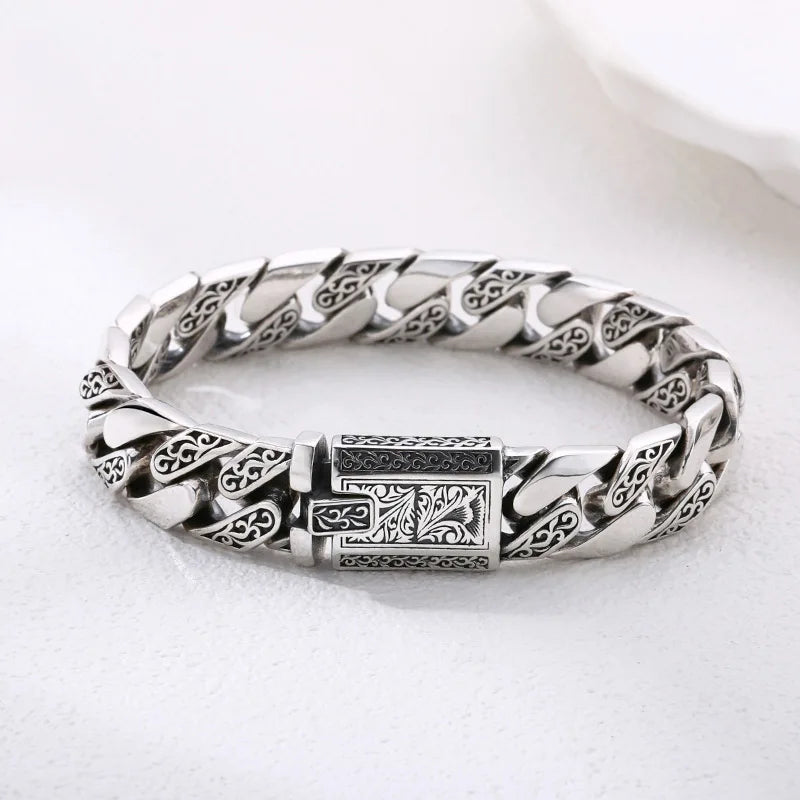 Bracelet Guirlande de Vigne S925 – Argent Sterling | Style Punk Rétro • Plusieurs Tailles