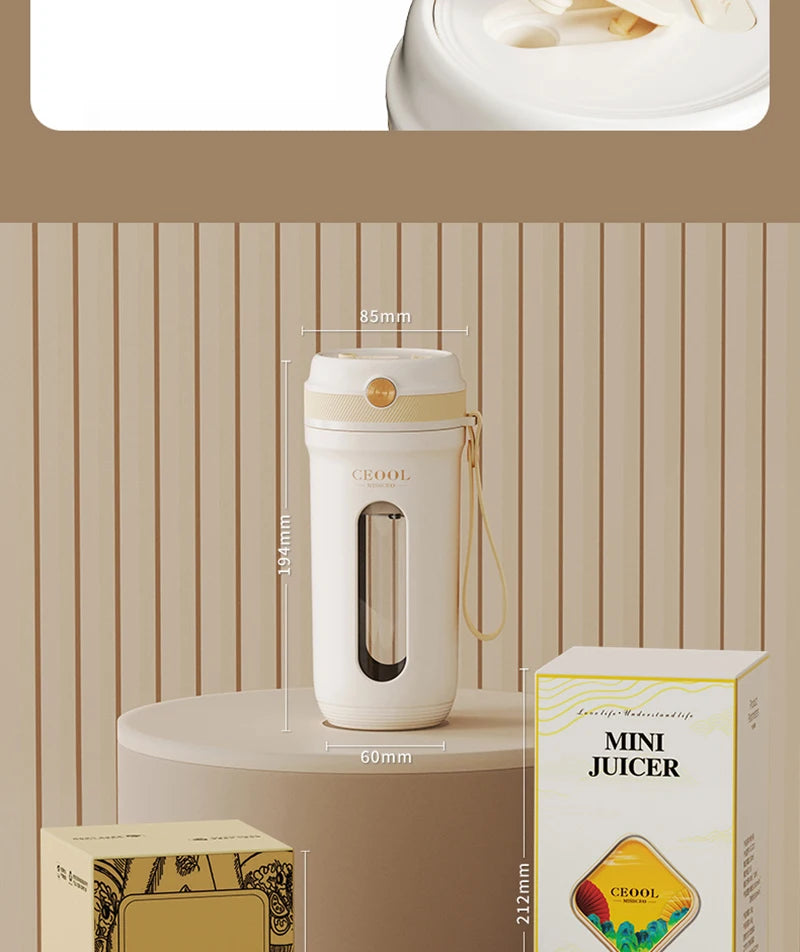 Blender Portable Premium – 350 ml (4 ou 10 lames, USB, 1500–3000 mAh)