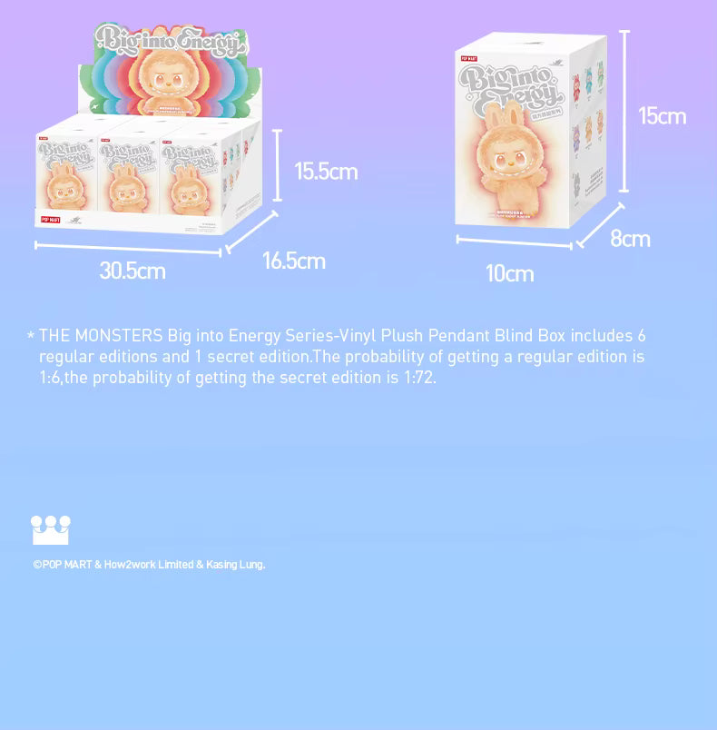 POP MART – Série « Les Monstres Grande Énergie » – Figurine Premium 17 cm (Mystery Box ou Modèle Confirmé)