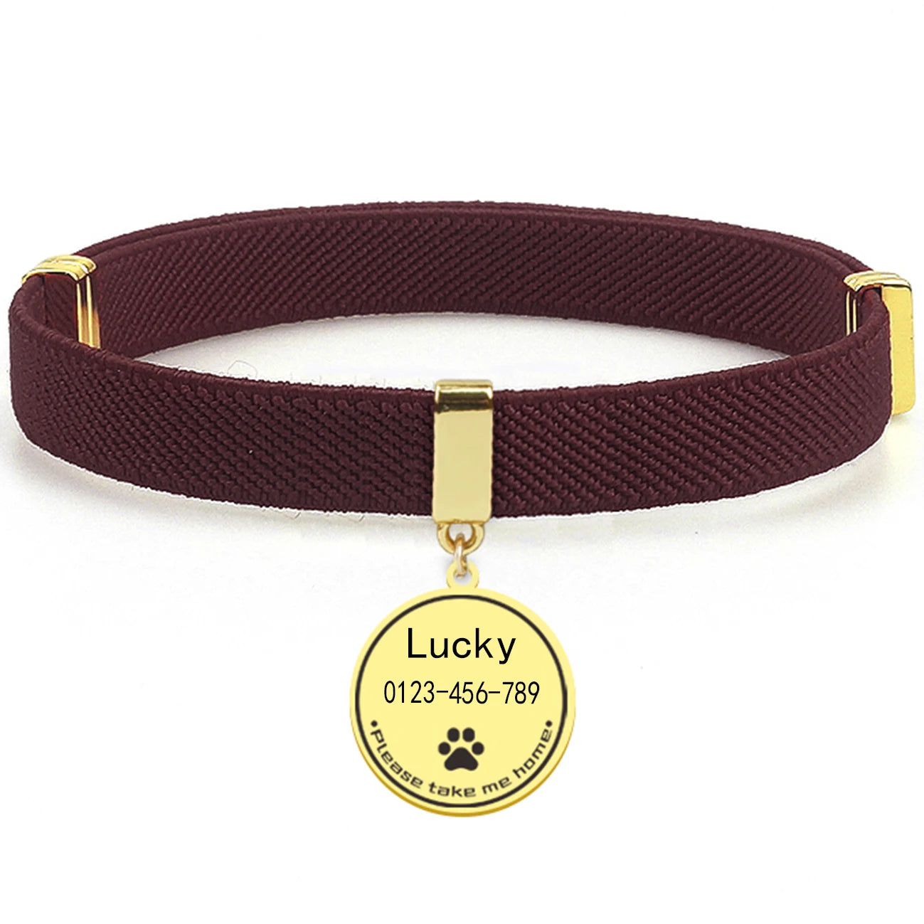 Collier chat personnalisable avec plaque métal gravée — sécurité