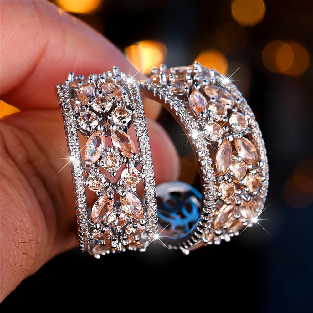 Boucles d’Oreilles Luxe Femme – Cristal Zircon Multicolore Argenté