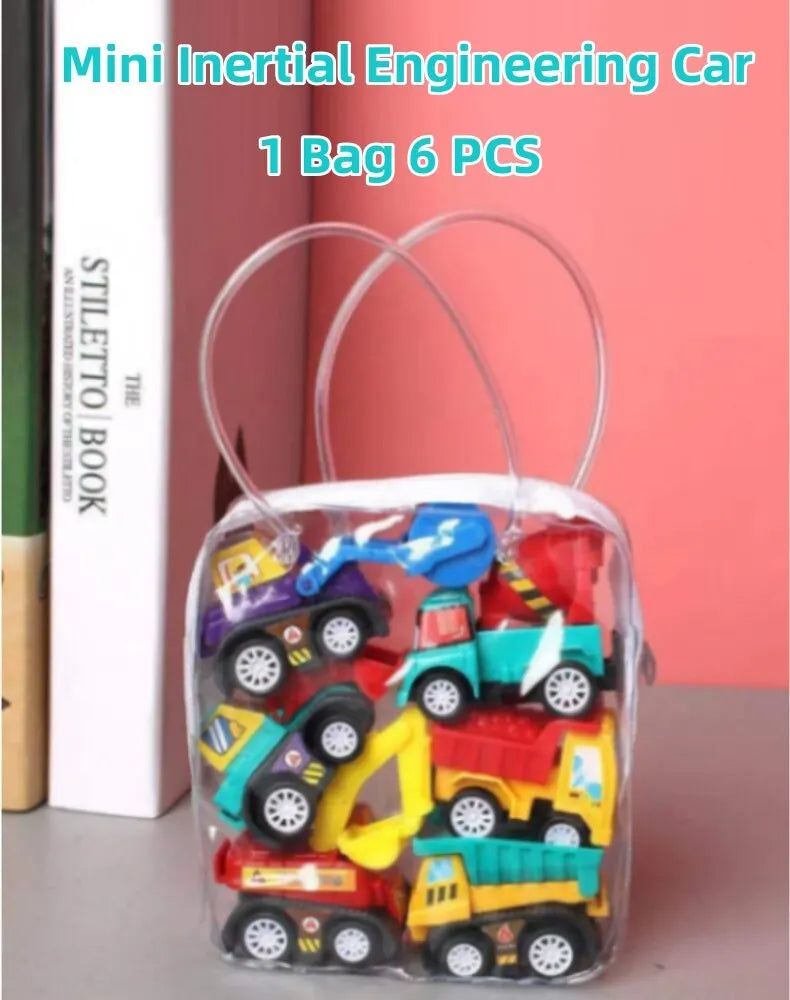 Set 6PCS Mini Voitures Inertielles – Véhicules de Construction & Dessin Animé