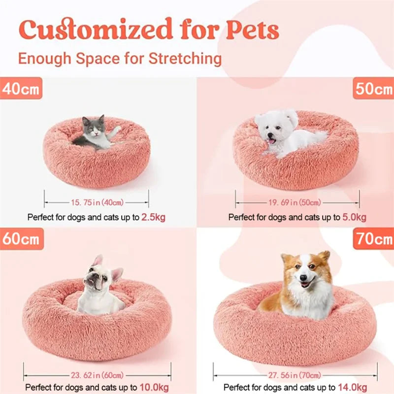 Panier donut moelleux pour chat et chien — apaisant et lavable