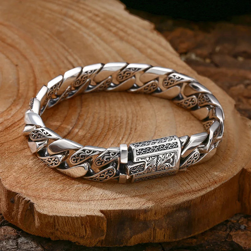 Bracelet Guirlande de Vigne S925 – Argent Sterling | Style Punk Rétro • Plusieurs Tailles