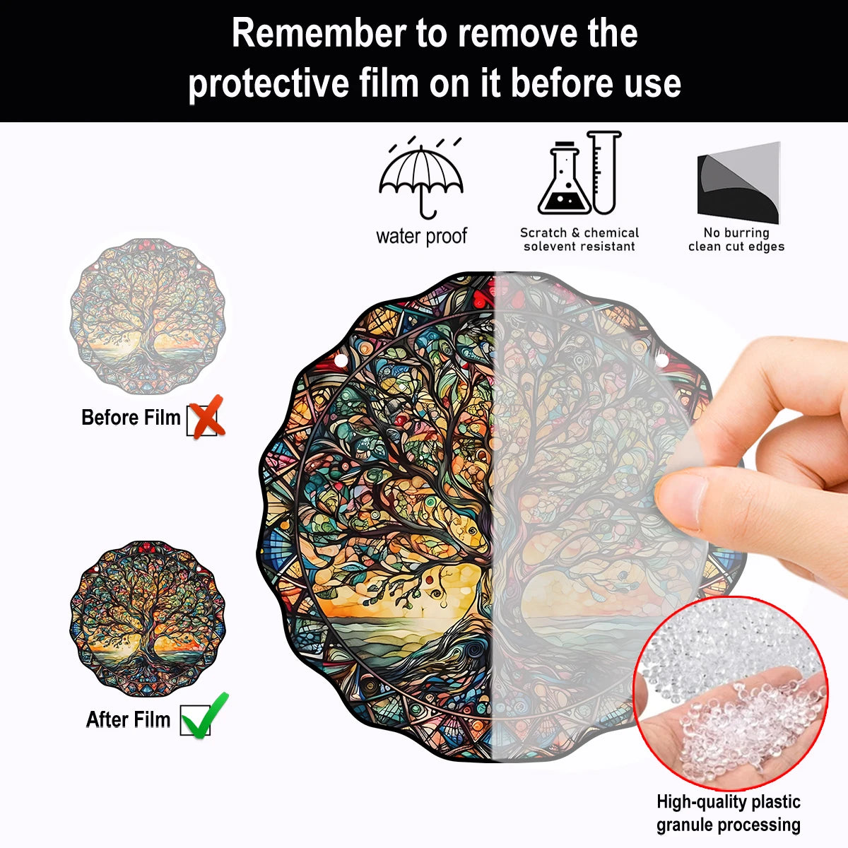 Décoration Murale « Arbre de Vie » – Panneau Suspendu Acrylique 15 cm