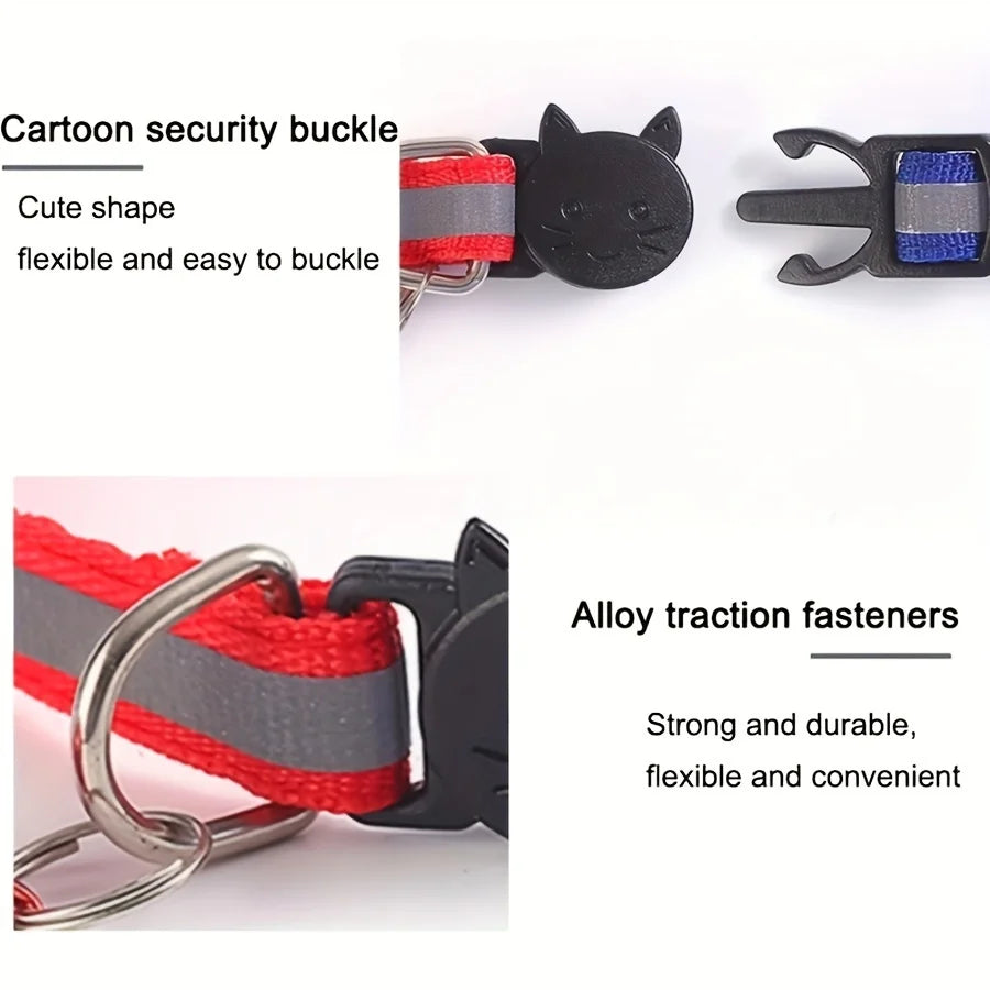 Collier réfléchissant personnalisable pour chat avec grelot — gravure offerte