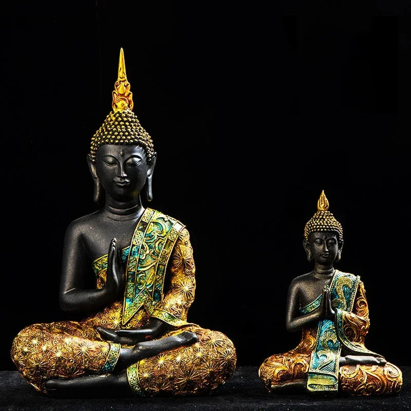 Grande Statue de Bouddha en Résine Verte – Sculpture Artisanale Thaïlandaise