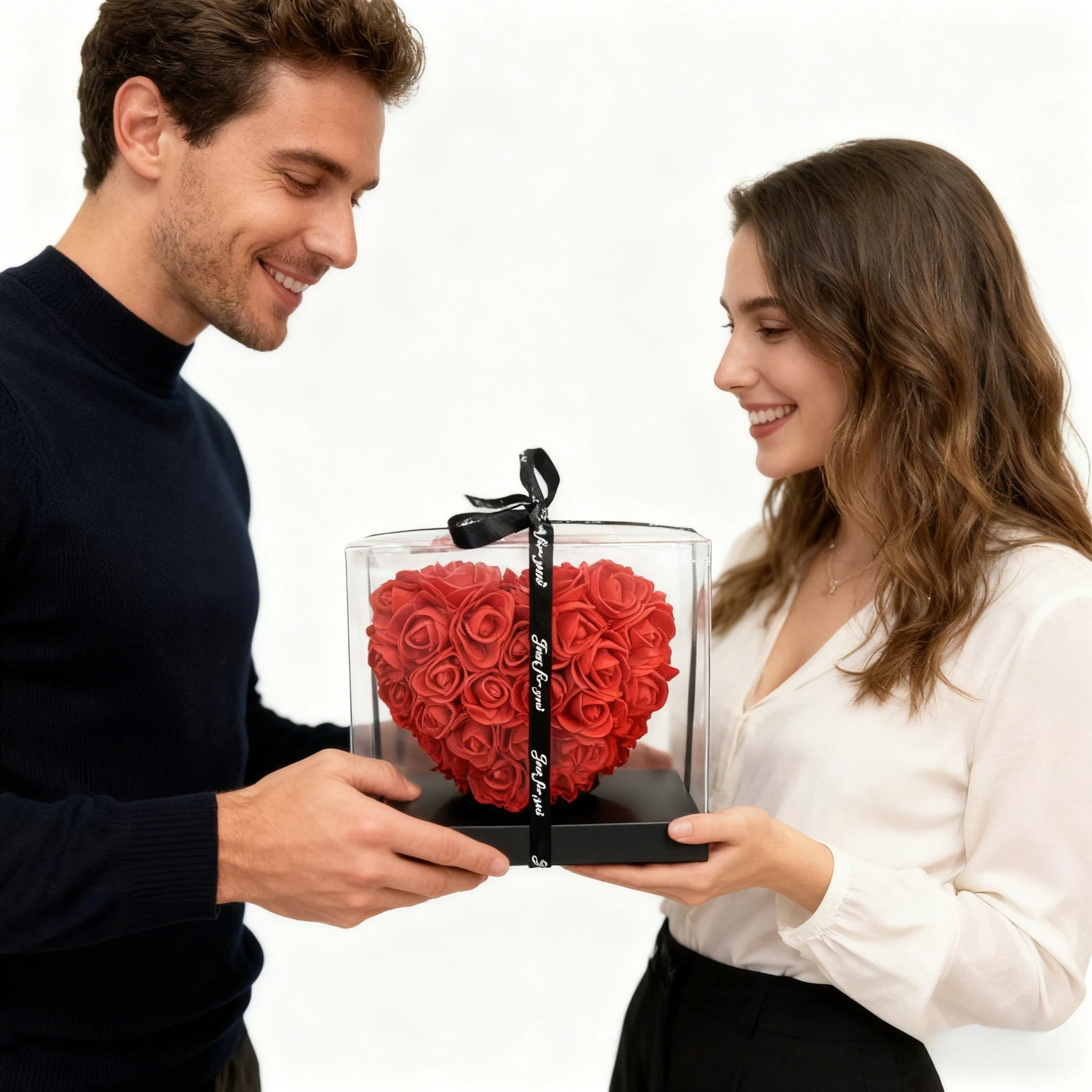 Boîte-Cadeau Rose Artificielle 15 cm – Coffret Romantique pour Saint-Valentin, Mariage & Décoration