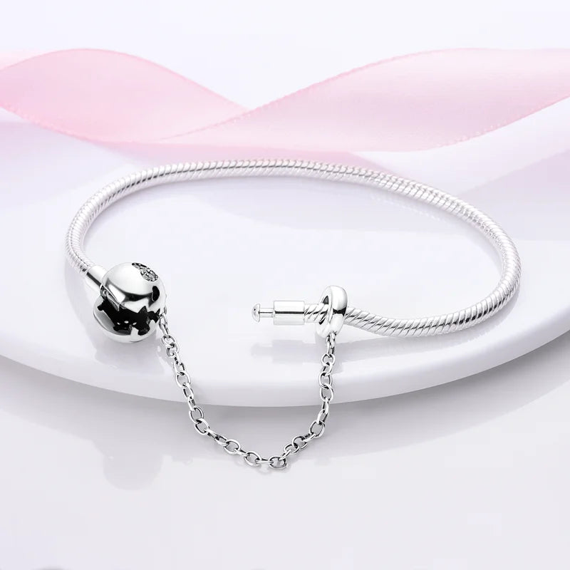 Bracelet en Argent 925 Original – Étoile, Lune & Trèfle Porte-Bonheur