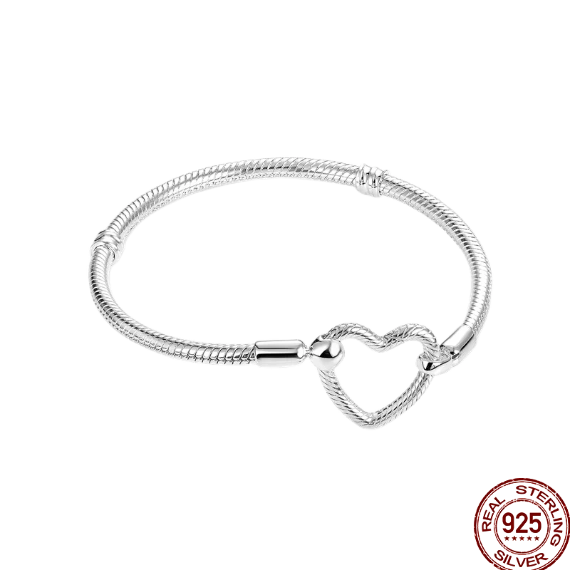 Bracelet en Argent 925 – Cœur Pavé Zircone & Infinity – 17 à 20 cm